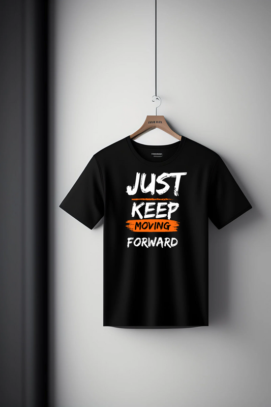 Black "Keep Moving Forward" Motivational T-Shirt