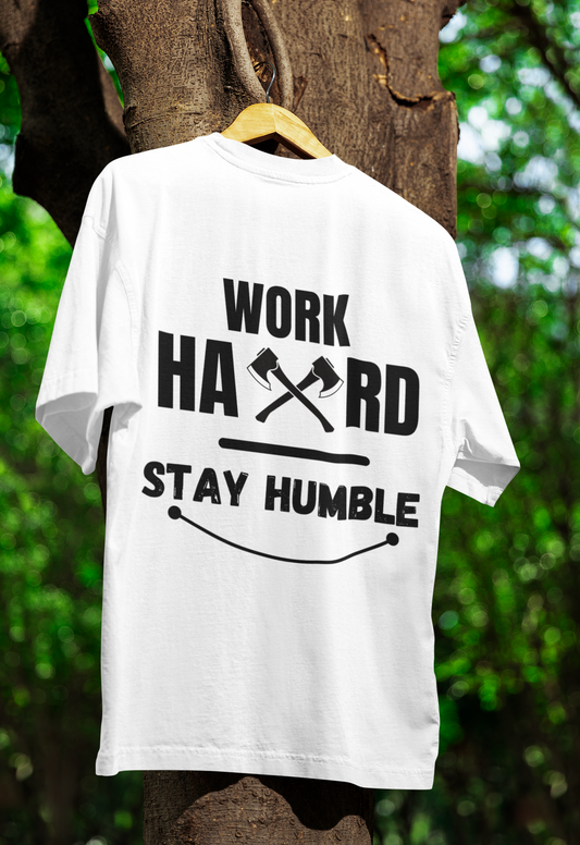 "Work Hard Stay Humble" White Tee – Success with Simplicity