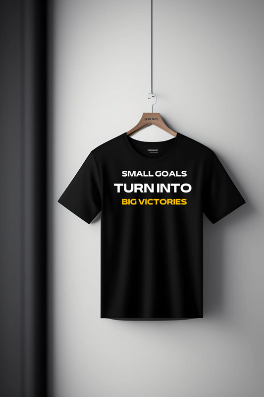 Black "Small Goals Turn into Big Victories" Motivational T-Shirt