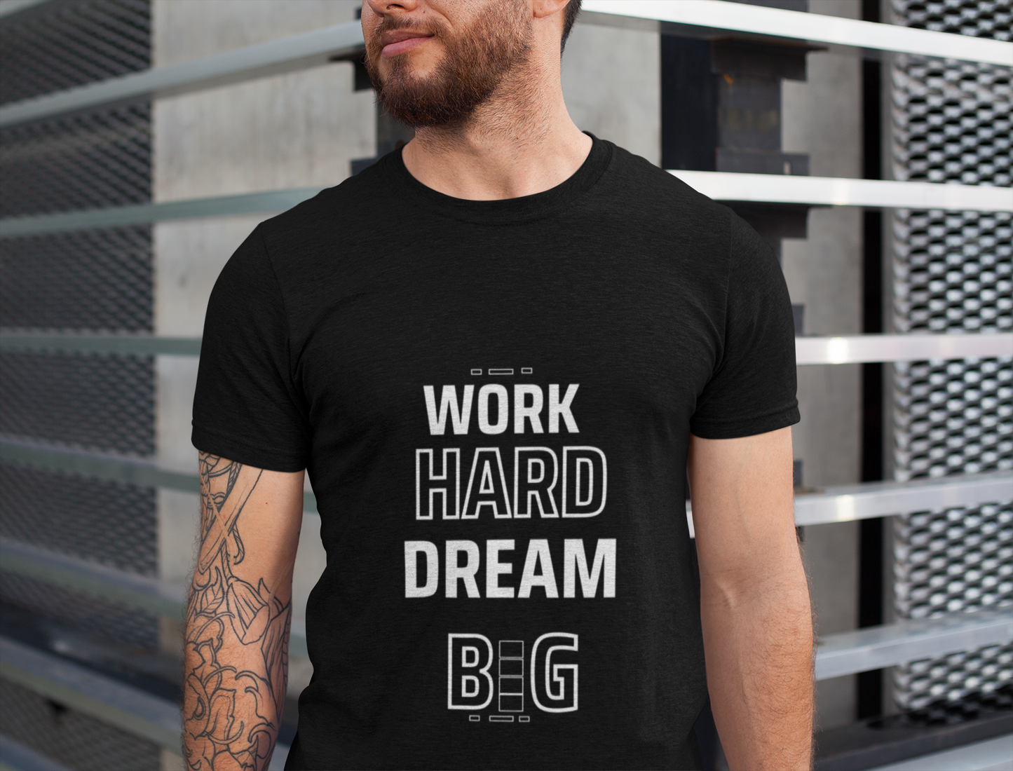 Black "Work Hard, Dream Big" Motivational T-Shirt