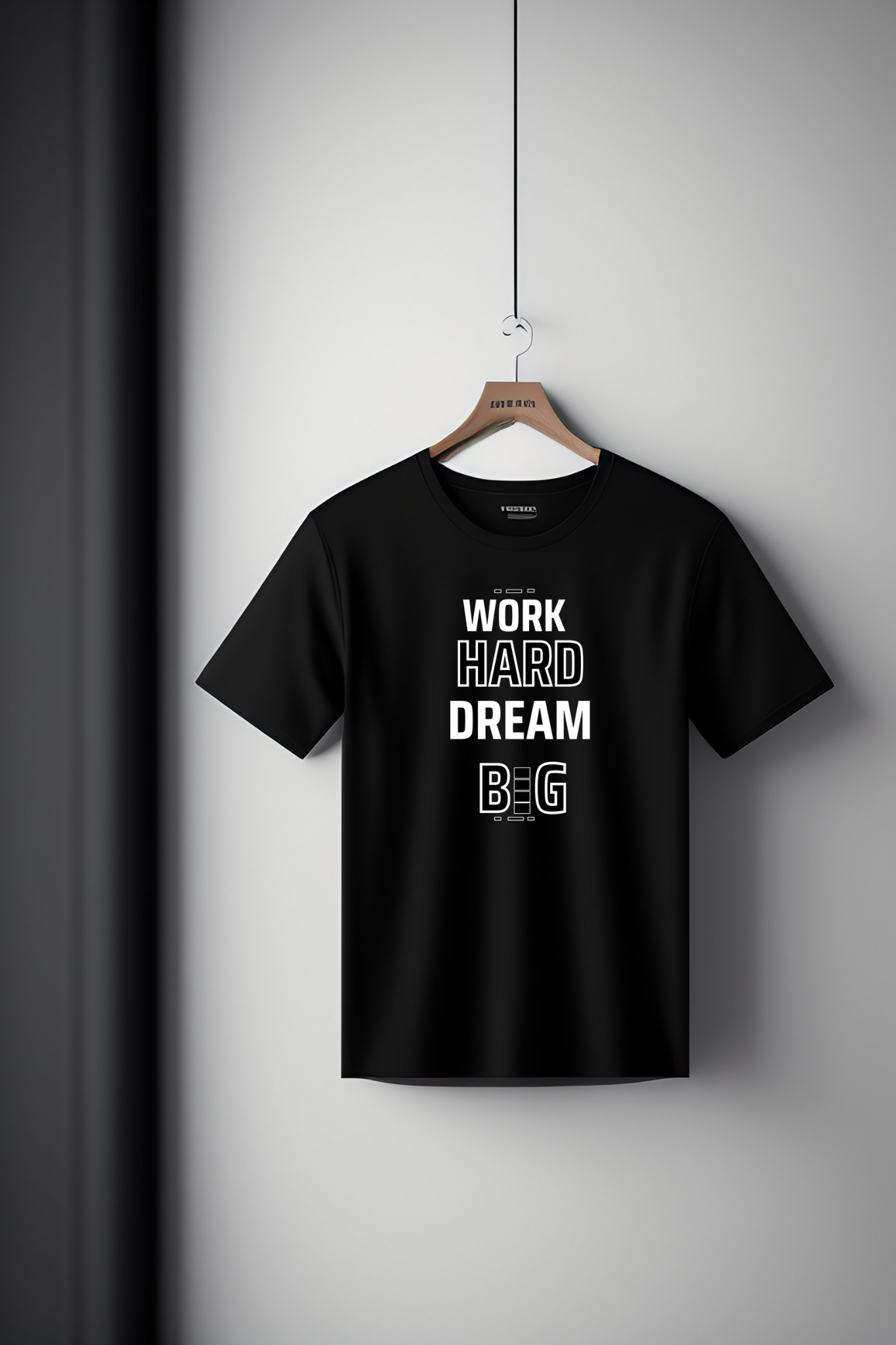 Black "Work Hard, Dream Big" Motivational T-Shirt