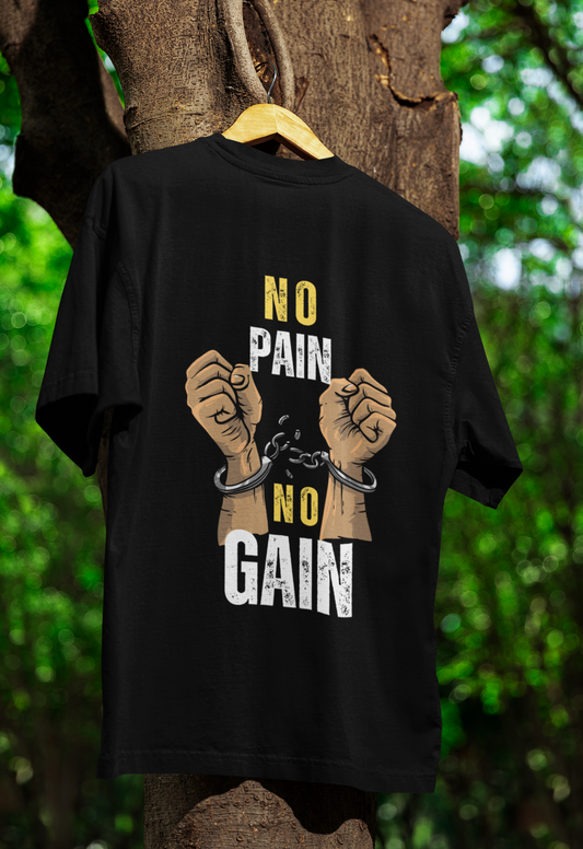 "No Pain No Gain" Black Tee – Strength Through Struggle